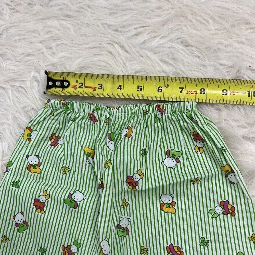 Hello Kitty Girls Vintage Sanrio Green & White Linen Pinstriped Pj Set Size 4